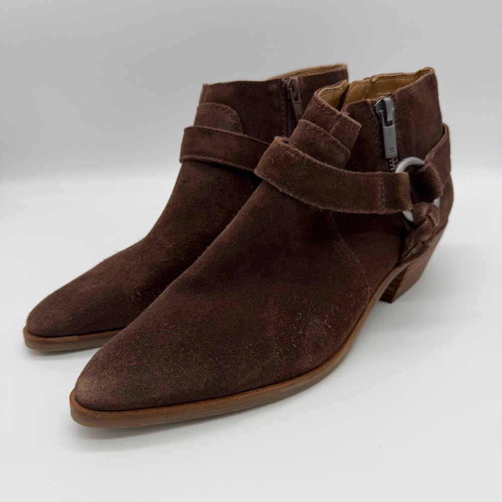 Lucky Brand Enitha Suede Ankle Booties Brown Pointed Toe 7M 
Boho Casual Western